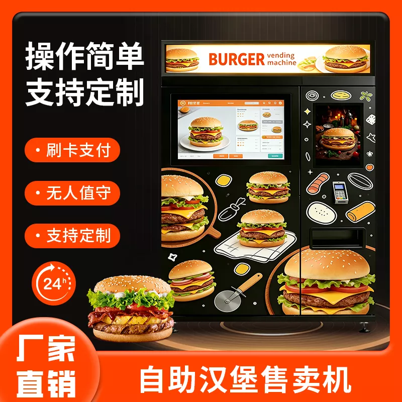 汉堡三明治热薯条鸡米花热食自助售卖机
